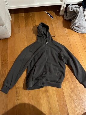 H&M Charcoal Gray Full-Zip Hooded Sweater